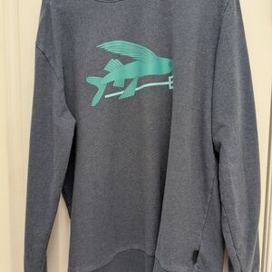 Patagonia Men's Gray Sweater with Teal Graphic